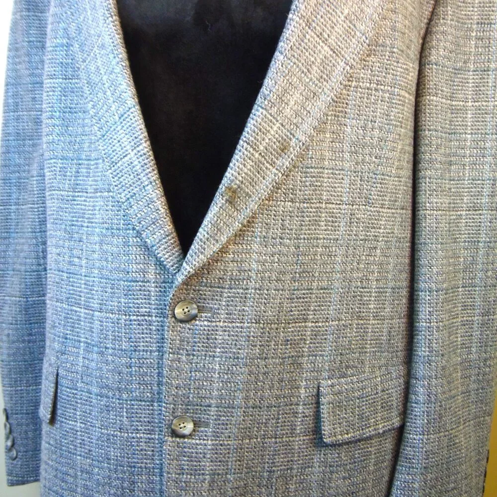 Vintage Hart Schaffner & Marx 100% Wool Blue Tone Tweed Sports Jacket‎ Coat